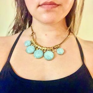 Light Blue Stone Circle Necklace & Earrings